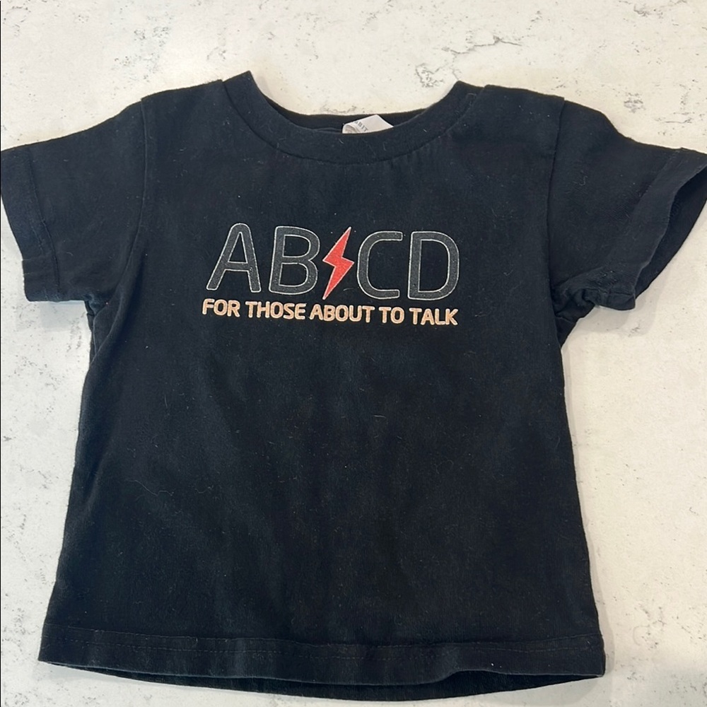 Kids ABCD Black Graphic T-Shirt